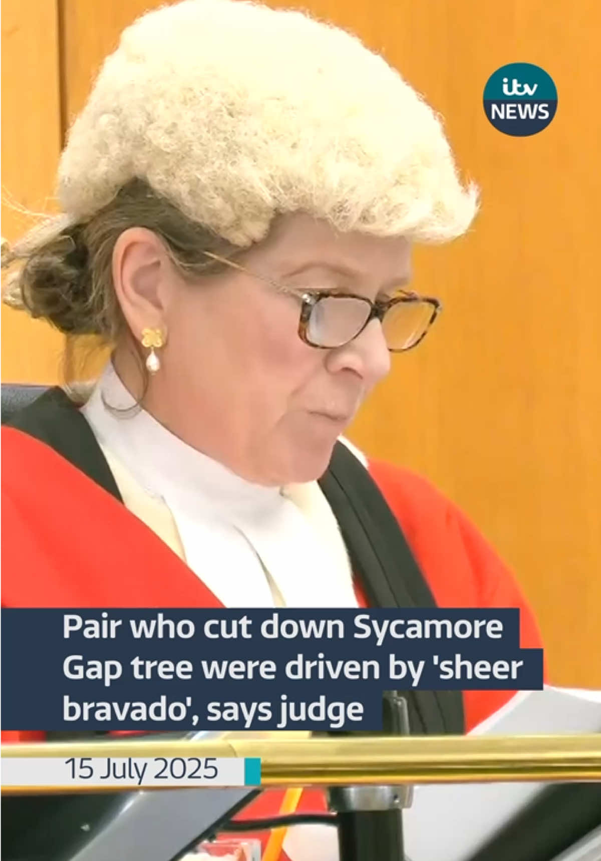 The pair responsible for cutting down the famous Sycamore Gap tree were drivevn by “sheer bravado”, according to the judge sentencing them. Daniel Graham, 39, and Adam Carruthers, 32, were handed a sentence of four years and three months for criminal damage to the tree and a concurrent six months in custody for damage to Hadrian’s Wall. #itvnews