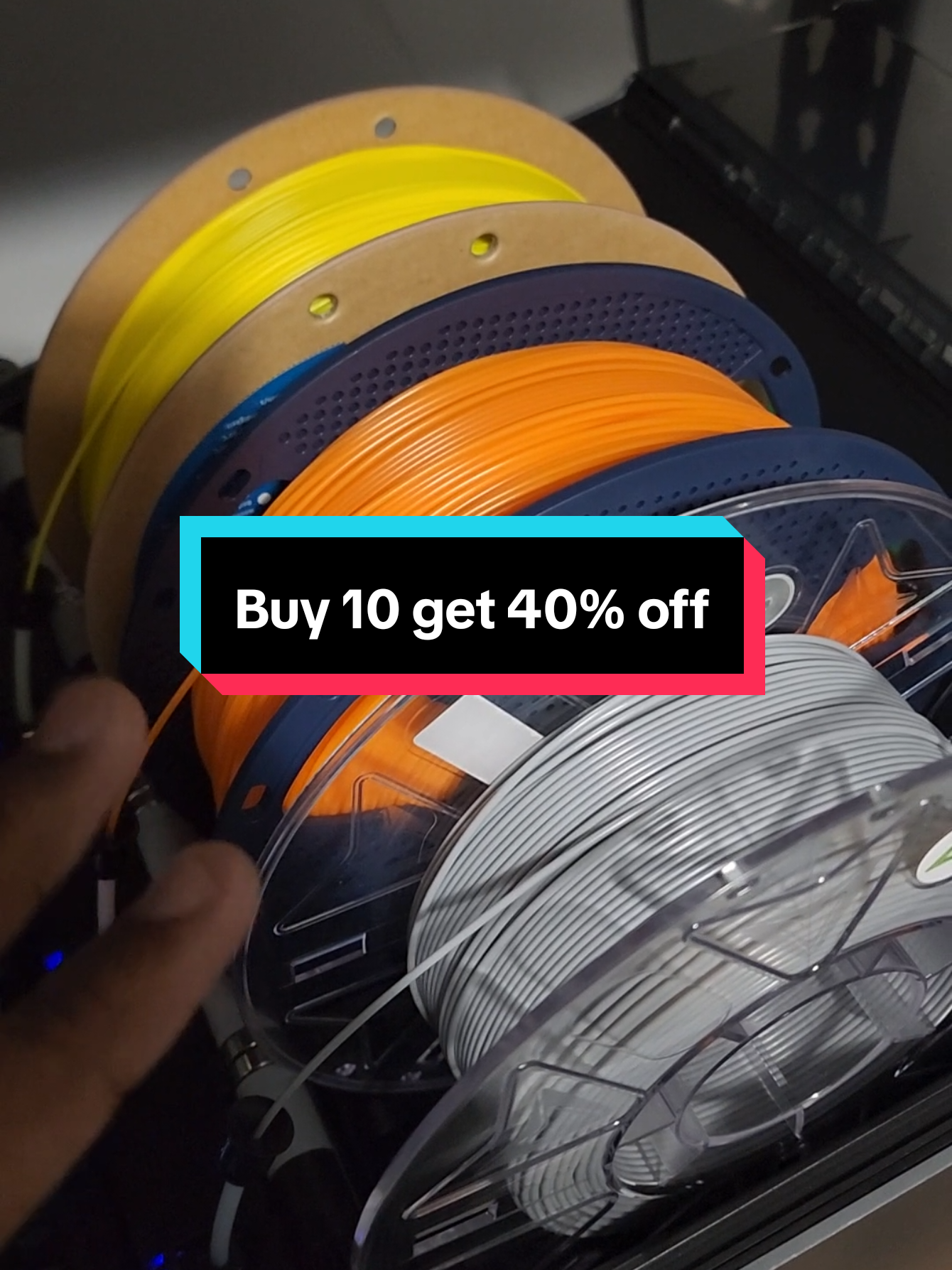 SunLu and Creality Filament Deals! #creatorsearchinsights #sunlu #creality #filamentdeal #bulkfilament #filamentsale #buy10get40 #plafilament #petgfilament #tpufilament #absfilament #highspeedpla #mattepla #metapla #cheapfilament #printtok #3dprinttok #makersoftiktok #fdmprinter #budgetfilament #printgear #printsmart #affordabletech #tiktoktech #filamenthaul #fyp 