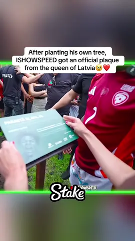 After planting his own tree, ISHOWSPEED got an official plaque from the queen of Latvia🥹❤️ #Speed #ishowspeed #europe #speedclips #ishowspeedclips #kaicenat #irl #europetour #ishowspeedeuropetour - speed or ishowspeed irl stream in europe tour - ishowspeed live in latvia lithuania & estonia - #estonia #lithuania #latvia #🇪🇪 #🇱🇹#🇱🇻 