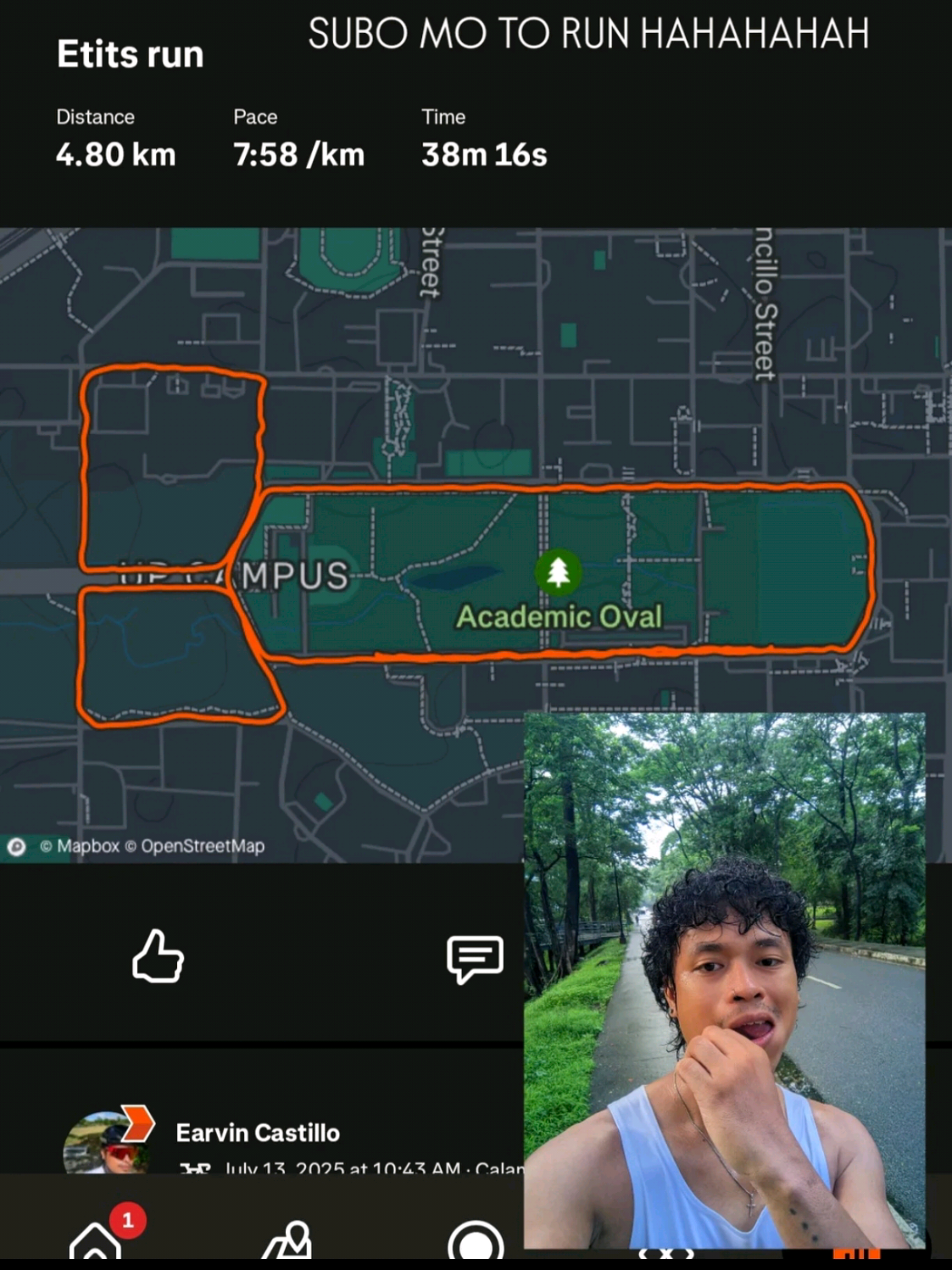 Napadayo lang ng QC para mag etits route hahahaha. solid lakas ng ulan sarap itakbo kaso shin splints inabot dahil kulang sa warmup #fypシ゚viral #fyp #Running #takbo #etitsroute #fypシ 