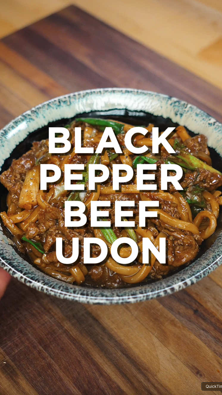Black Pepper Beef Udon is a match made in heaven!  Ingredients 	•	6 oz thinly sliced beef (ribeye or sirloin works great) 	•	1 tbsp cornstarch 	•	1 tbsp shaoxing wine 	•	1 tbsp soy sauce 	•	1/2 small onion, thinly sliced 	•	1 tsp ginger, thinly sliced 	•	3 cloves garlic, minced 	•	2 scallions, whites and greens separated 	•	1 cup shredded cabbage 	•	1 pack fresh udon noodles Sauce: 	•	1 tbsp dark soy sauce 	•	1 tbsp light soy sauce 	•	1 tbsp oyster sauce 	•	1 tsp sugar 	•	1 tsp black pepper  Instructions 	1.	Marinate your sliced beef in 1 tbsp soy sauce, 1 tbsp shaoxing wine, and 1 tbsp cornstarch for 15 minutes. 	2.	While the beef rests, prep your veggies: slice 1/2 an onion, 1 tsp ginger, mince 3 cloves garlic, and separate the white and green parts of 2 scallions. You’ll also want 1 cup of shredded cabbage. 	3.	In a bowl, mix 1 tbsp dark soy sauce, 1 tbsp light soy sauce, 1 tbsp oyster sauce, 1 tsp sugar, and 1 tsp black pepper. Set aside. 	4.	Boil your udon noodles for about 2 minutes or 1 minute before al dente, then drain and set aside. 	5.	Lube up your pan and brown the beef on high heat for about 2 minutes. Remove and set to the side. 	6.	In the same pan, add your sliced onions, scallion whites, ginger, and garlic and sauté for 1 minute. 	7.	Add your shredded cabbage and cook for another minute until it starts to wilt. 	8.	Now toss in your noodles, beef, scallion greens, and the sauce. Stir-fry everything until the sauce thickens and coats your noodles, about 2 more minutes. 	9.	Finally, serve it in a bowl. You can optionally top it with more black pepper #fyp #food #meals #cooking #EasyRecipe #Recipe #dinner #asianrecipes #recipes #cheap #noodles #30minutemeals 