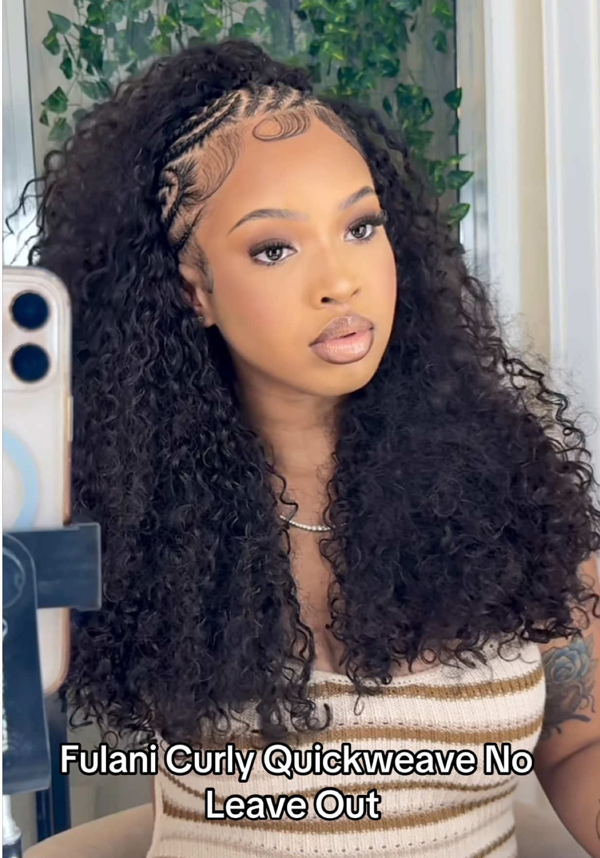 We love a low maintenance style! 🔥 Fulani braids with a curly quickweave @Hair So Fab Raw Cambodian Curly Bundles #fulanibraids #curlyquickweave 