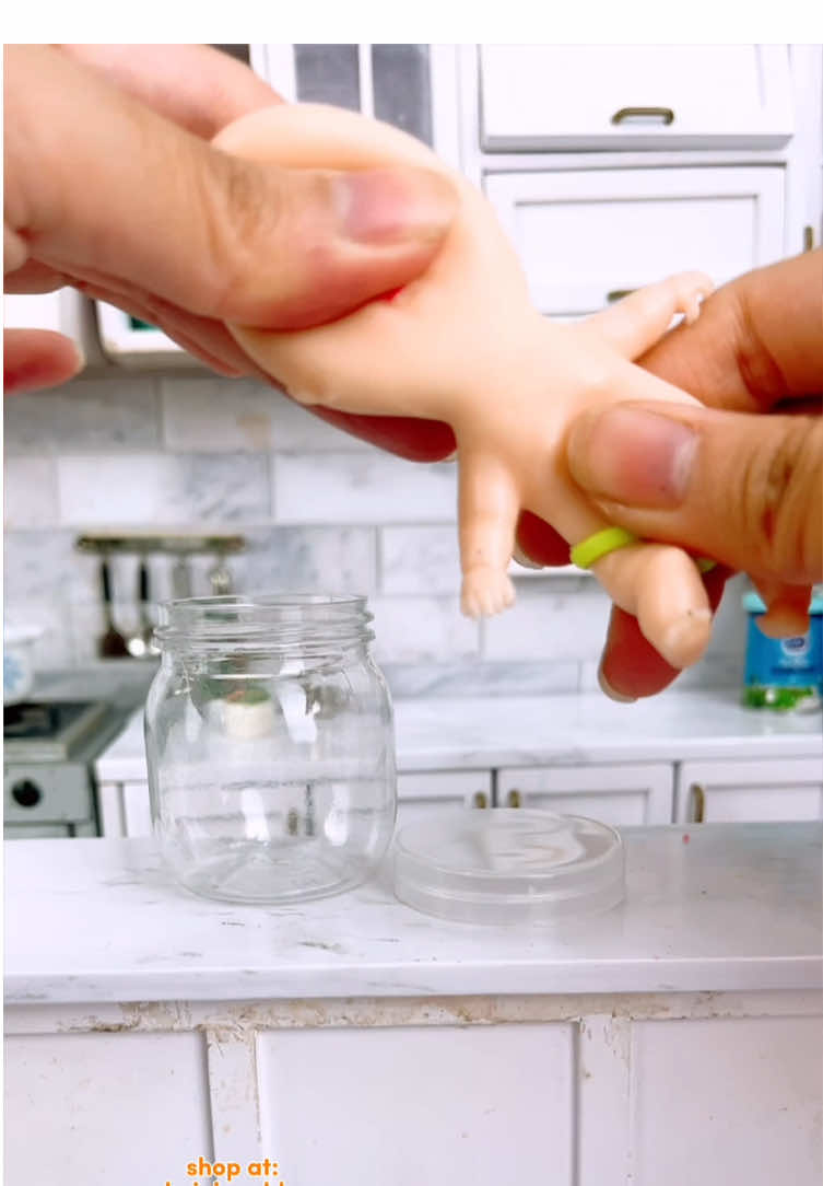 Making tiny milk for my tiny empath baby 🍼do you wnat to adopt one? milk and baby both available at realminiworld.com #miniaturebaby #miniature #tiny #asmr 