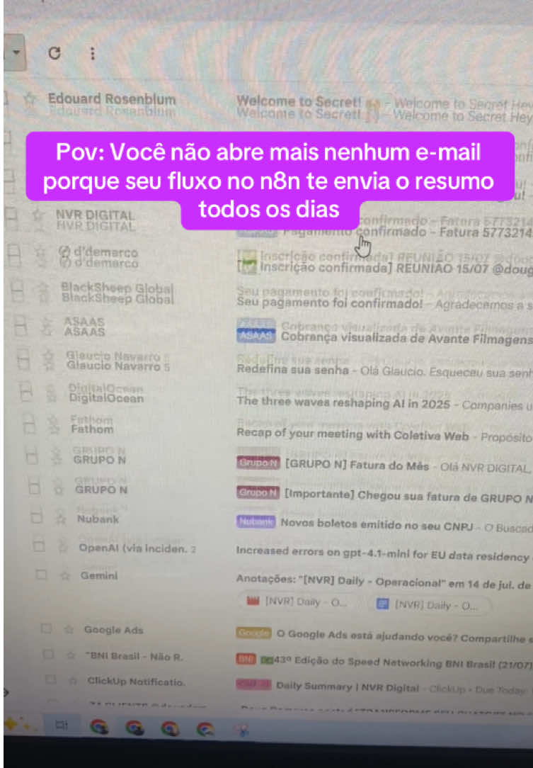 Fluxo para preguiçosos 🥸 Obs: o financeiro ta pago, só tinha esquecido de finalizar a tarefa kkkkkkk #n8n #ia #fluxo #inteligenciaartificial #automacao 
