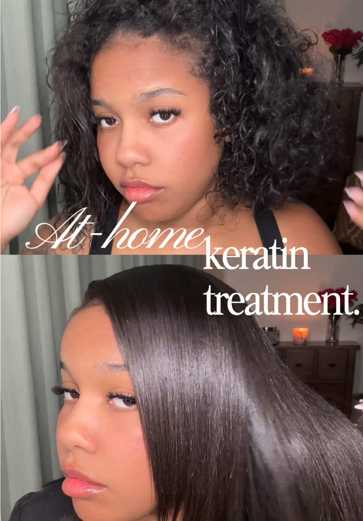 Watch me try out this at-home keratin treatment💕💇🏽‍♀️ #keratintreatment #brazilianstraightening #blackgirl #naturalhair #curlyhair #CapCut 