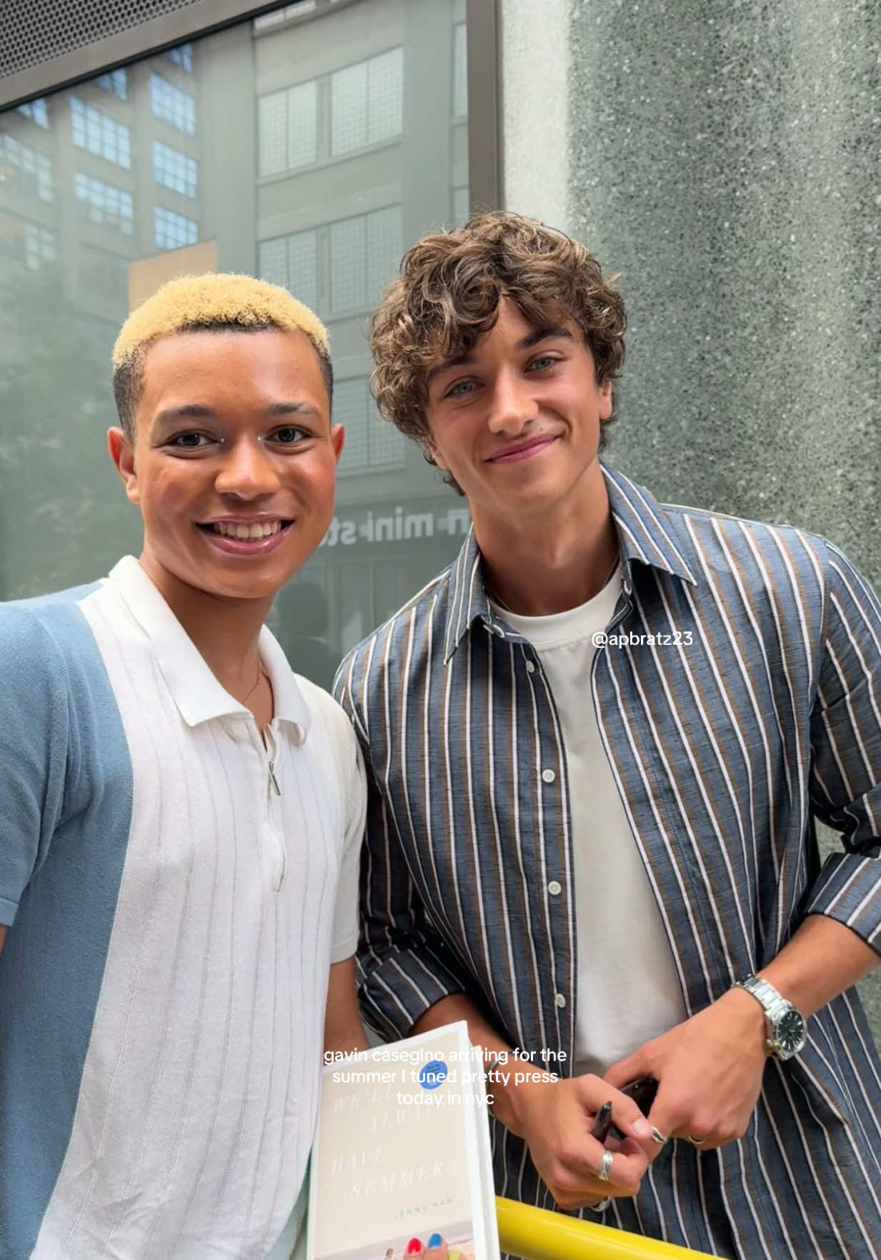 reunited & it feels good #thesummeriturnedpretty #tsitp #thesummeriturnedprettyseries #gavincasalegno #jeramiahfisher #teamjeremiah #nyc #celebrities #press #actress #gavincasalegnoedit #celebritysighting #primevideo #dayinmylife @GavinCasalegno @the summer i turned pretty  
