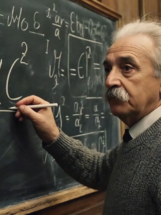Einstein writing his famous equation E=mc² on a blackboard I used Runaway (https://app.runwayml.com/) to create this video Used this prompt: A realistic depiction of Albert Einstein, with his iconic wild white hair and mustache, intensely focused as he writes the equation E=mc² on a vintage blackboard, surrounded by other complex mathematical formulas. The scene is set in a dimly lit, old-fashioned classroom with warm, academic lighting and a sense of historical significance. Subtle movements in his hand as he writes and a slight shift in his gaze indicate his concentration. #Einstein #Emc2 #equation #energy #mass #equivalene #AI #RunawayAI #AIgenerated