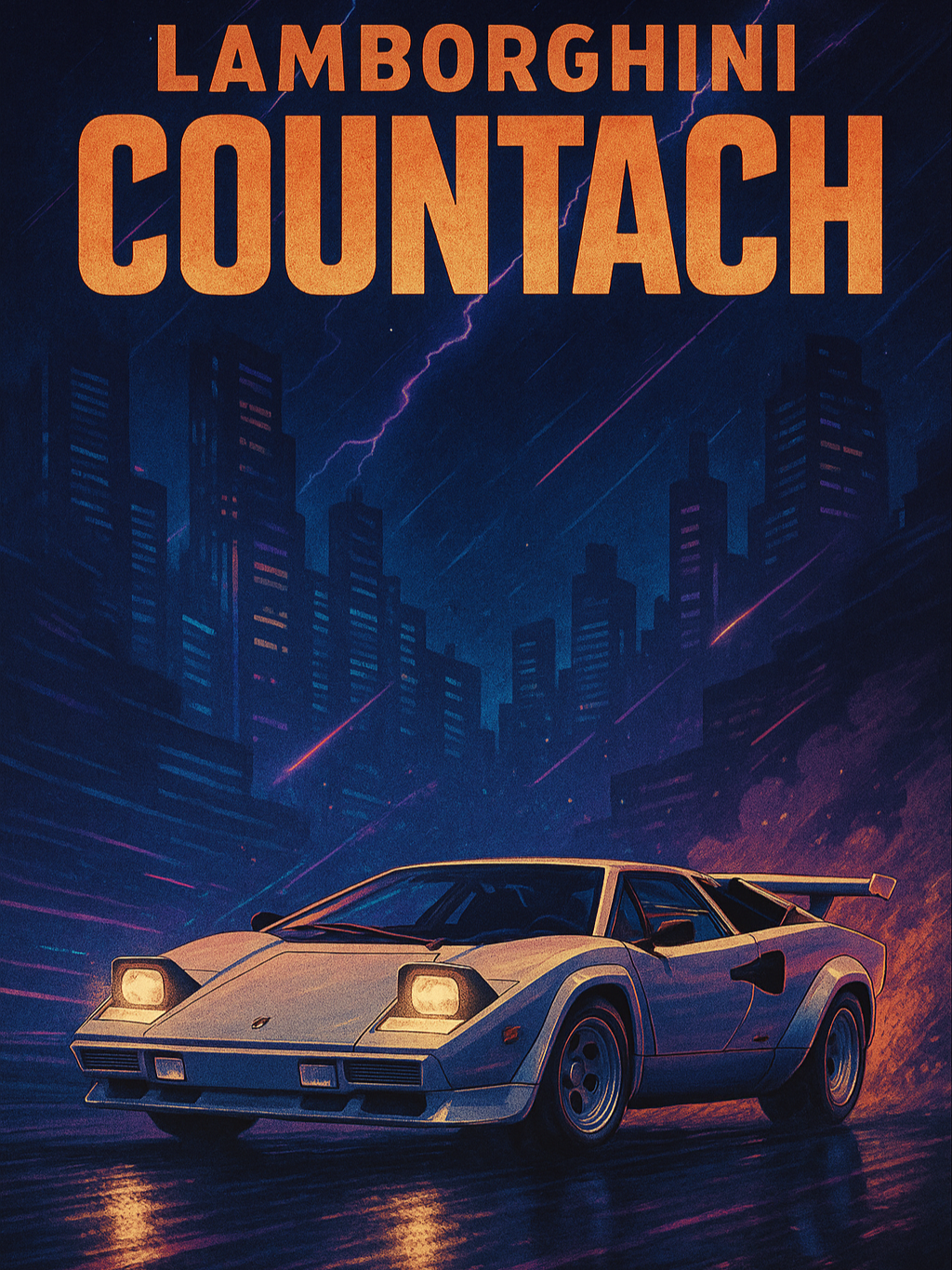 O Lamborghini Countach é uma obra-prima sobre rodas, um carro que redefiniu o conceito de superesportivo e cravou seu nome na cultura automotiva como símbolo de ousadia, velocidade e estilo futurista. Lançado em 1974, o Countach quebrou todos os padrões com seu design angular, portas do tipo tesoura e linhas agressivas — parecia ter vindo direto de um filme de ficção científica. Equipado com um motor V12 e carroceria baixa e larga, ele não apenas entregava performance de tirar o fôlego, mas também fazia cada aparição parecer uma cena de ação. Mais do que um carro, o Countach era (e ainda é) um ícone. Durante décadas, o Lamborghini Countach foi o pôster de milhões de quartos e oficinas ao redor do mundo. Seu visual desafiador e presença marcante representavam o auge da liberdade automotiva e do desejo por algo que fosse além do comum. Ele não era só feito para correr — era feito para ser visto, desejado, venerado. Hoje, continua sendo referência estética e emocional na indústria automobilística, símbolo absoluto do excesso glamouroso dos anos 80 e da paixão bruta por velocidade. Hashtags: #LamborghiniCountach #SuperesportivoLendário #V12Italiana #DesignFuturista #SímboloDosAnos80 #PortasTesoura #CartoonCinematográfico