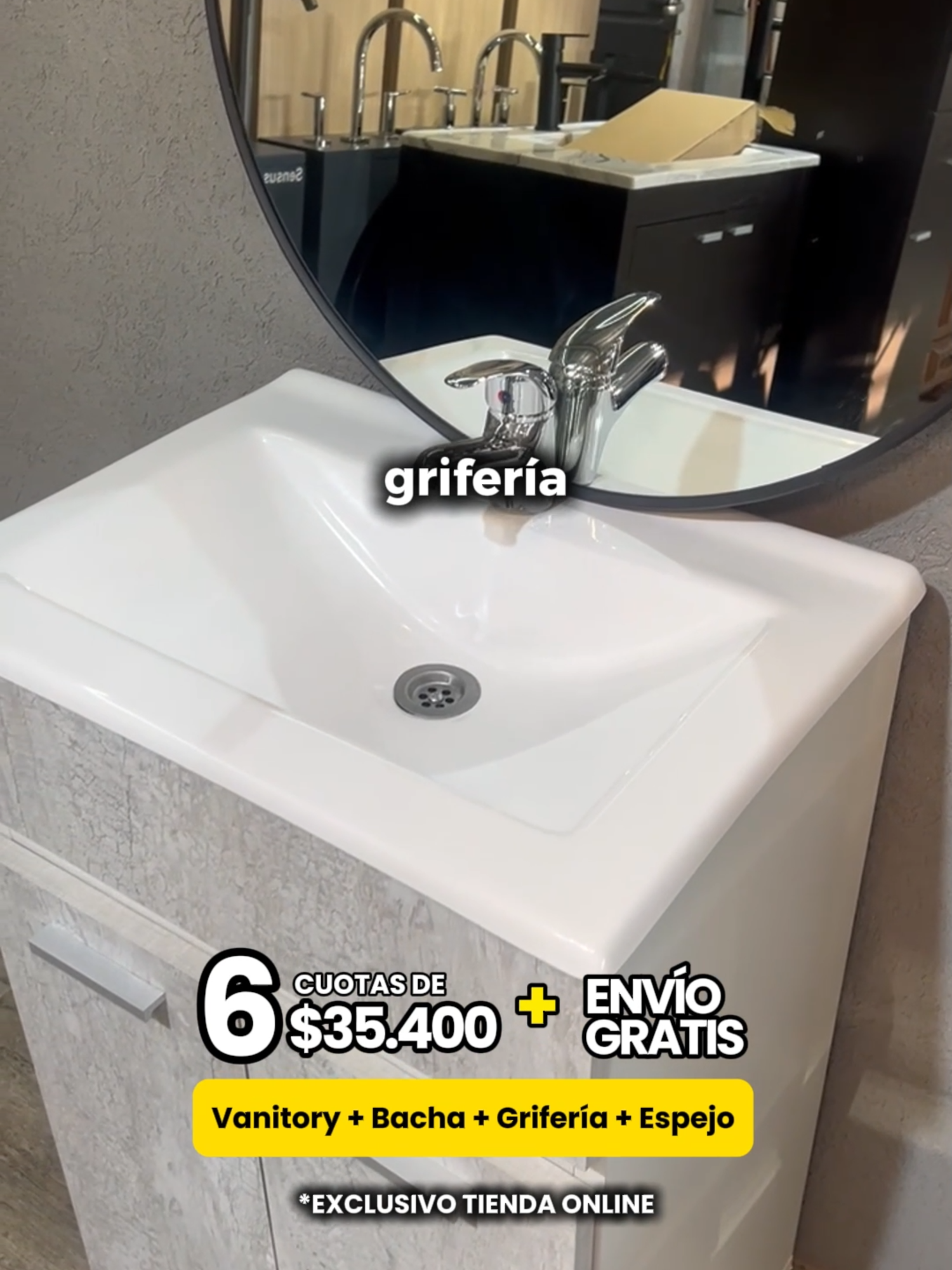 PROMO🔥Combo completo por $179.900 ✔️ Vanitory Estambul +  Bacha + Griferia + Espejo 🛻 Envío GRATIS a CABA y GBA 📍 Local en: Manuel Castro 4194, Lanús Oeste. 🛒 TIENDA ONLINE link en la biografía 📲 WhatsApp: 1141842356 - #OfertasDelHogar #Sanitarios #PromoReal #ReformaBaño #VanitorysConEstilo #DecoracionArgentina #Inodoro #BañoNuevo #RenováTuEspacio