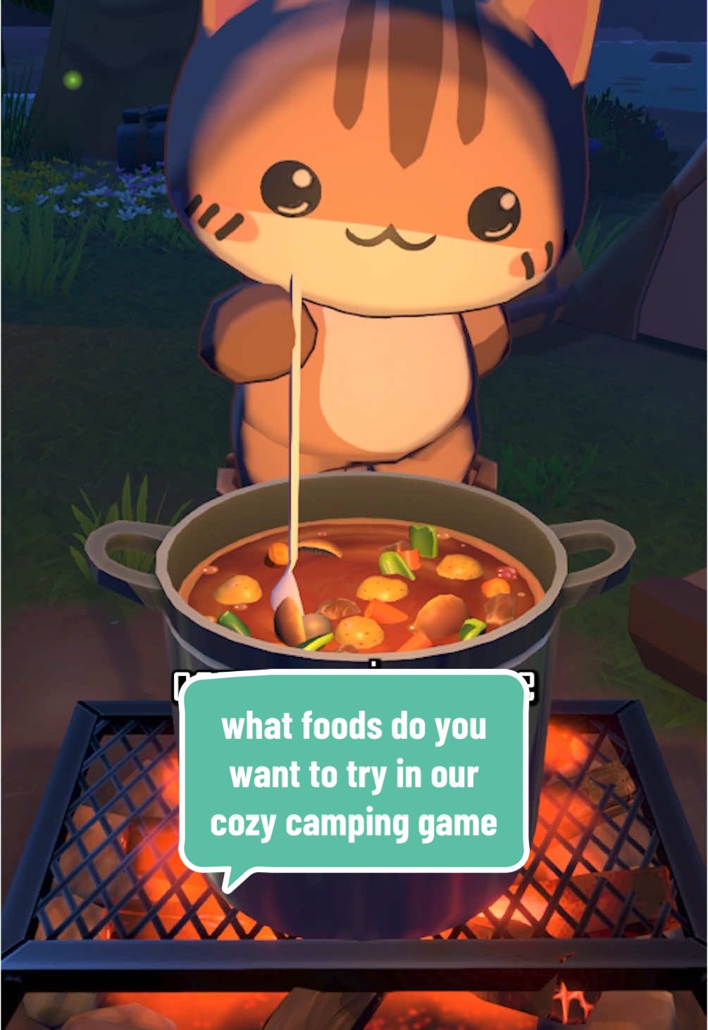 what do you want to cook while camping? #cozycampfireclub #cozygames #gaming #cute #indiegames #camping 