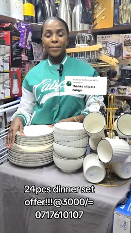Replying to @hellenmoraa9 24pcs dinner set @3000/= 6 dinner plates  6 side plates  6 bowls 6 mugs 0717610107