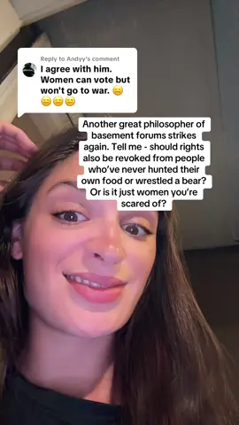 Replying to @Andyy Imagine thinking your fragile masculinity qualifies you to gatekeep rights - meanwhile, women have always been fighting wars: giving birth, surviving abuse, raising entire generations, and still having to explain basic humanity to boys like you