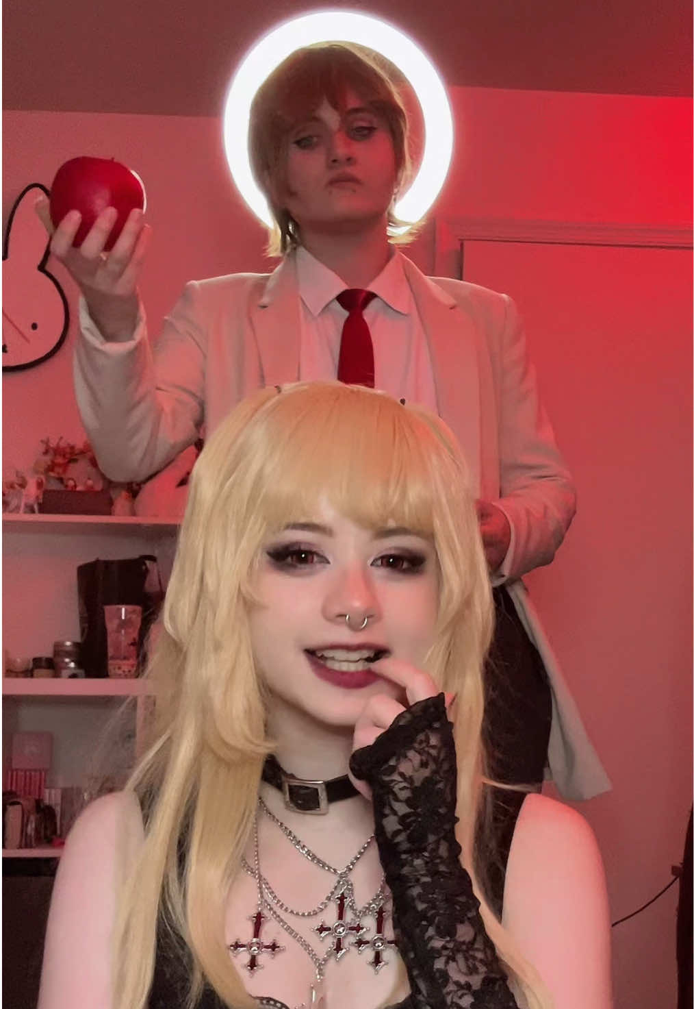 misa misa moment @— ty max for standing in the bg all foreboding like 😁👍#deathnote #misaamanecosplay #lightyagamicosplay #deathnotecosplay 