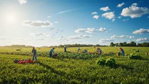 The Unsung Heroes of Our Harvest 🌾👨‍🌾👩‍🌾 | AI Cinematic Farm Scene A breathtaking AI-generated tribute to the real-life workers who feed the world 🌍. From sunrise to sunset, their dedication grows the food we enjoy daily. This cinematic farming scene captures the beauty of nature and the power of human effort in perfect harmony. 🍓🌽🧺 🎥 Created with AI | Inspired by real stories | Celebrating agriculture 🔖  #FarmLife 🌾 #Agriculture 👨‍🌾 #HarvestTime 🍓 #AIArt 🤖 #VeoVideo 🎬 #CinematicAI 🌅 #FoodProduction 🧺 #FarmersOfTheWorld 🌍 #NatureScene 🍃 #AIgenerated 🌟 #DigitalFarming 🖥️ #BeautifulLandscape 🏞️ #SupportFarmers 🙌 #RuralLife 🚜 #FieldWork 🌱 #SunshineAndLabor ☀️ #HardWorkPaysOff 💪 #FarmVibes 🍅