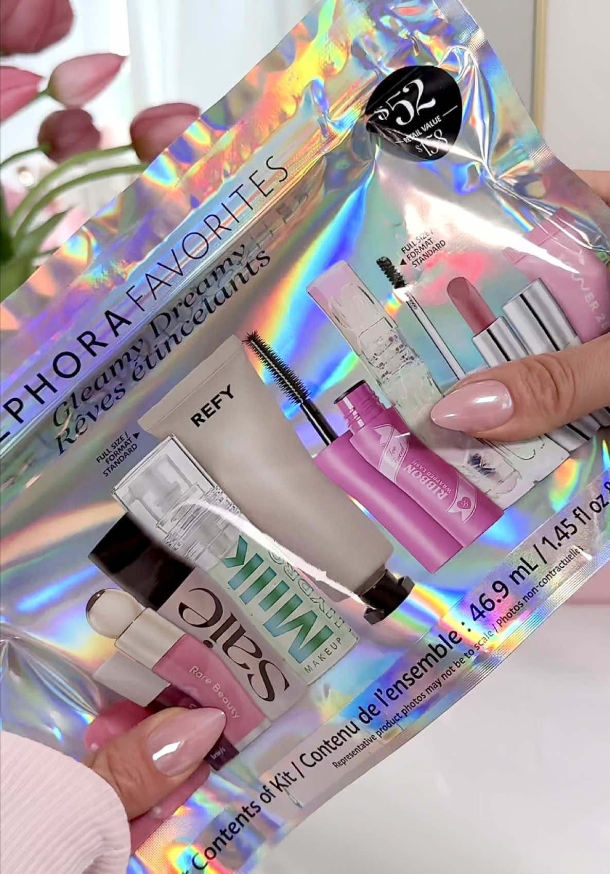 Let’s unbox the new @sephora Favorites Set clean me up 🩵🦋✨ @Huda Beauty Blush Filter strawberry cream @Kosas Air Brow @milkmakeup Hydro Grip Primer @pradabeauty Hyper Matte lipstick quartz @Rare Beauty Soft Pinch Liquid Blush happy @REFY Gloss Highlighter topaz @Saie Glowy Super Gel warm glow @Too Faced Ribbon Wrapped Mascara black #sephora #sephorafavorites #sephorarecommendations #makeupkits #makeupessentials #unboxing #creatorsearchinsights #fyp 