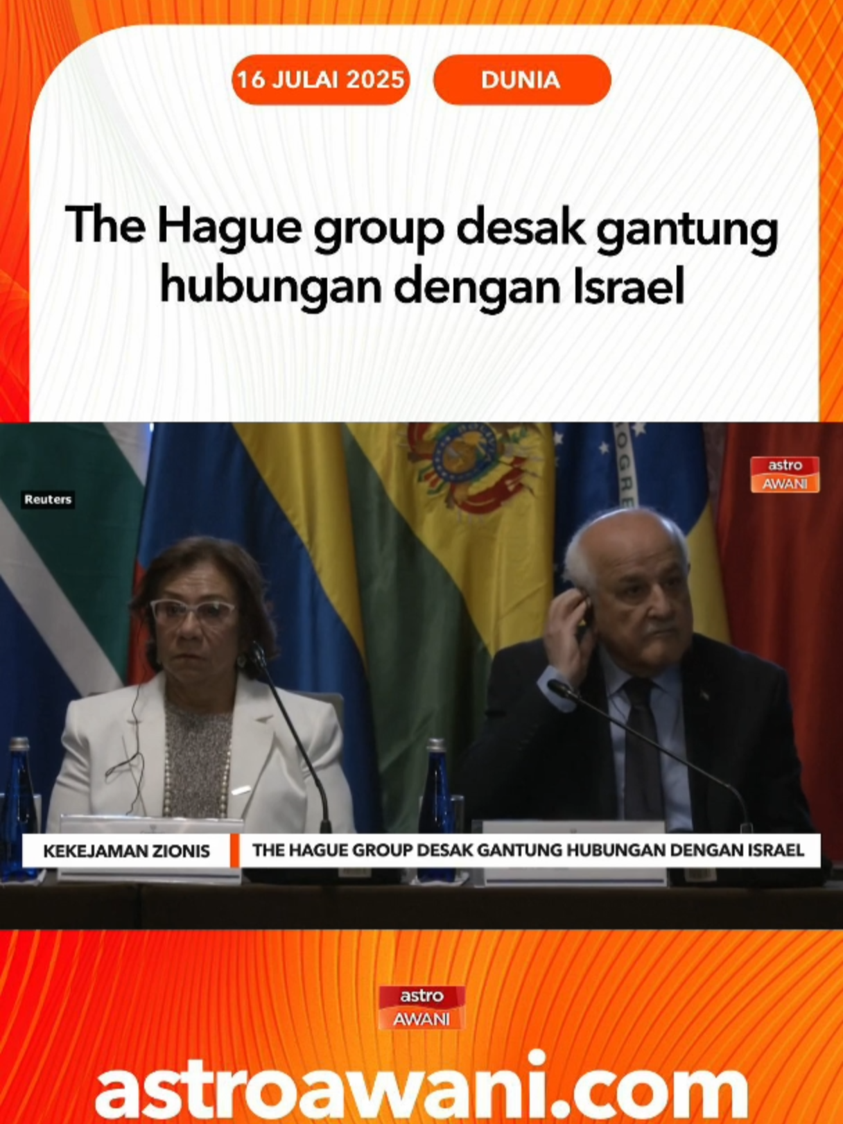 Kumpulan 32 negara yang membentuk The Hague Group memulakan sidang kecemasan selama dua hari di Bogota, Colombia, pada Selasa. #AWANInews