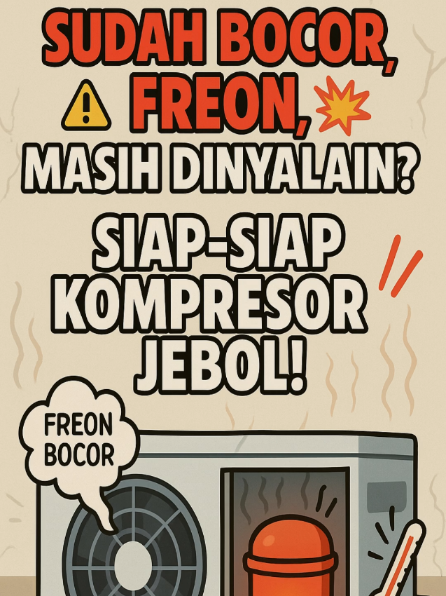 📍“AC Bocor Freon, Tapi Tetap Dinyalain… Ini Akibatnya!” ❝Kasus nyata dari pelanggan kami minggu lalu. AC-nya bocor freon —  Tapi apa daya… tetap dinyalakan setiap malam karena ‘masih keluar angin’. Hasilnya? Setelah kami perbaiki dan isi ulang freon, beberapa hari kemudian... AC-nya mati mendadak. Kompresor overheat, sistem proteksi aktif otomatis. Kalau kamu sayang AC kamu: ❌ Jangan paksa nyalain kalau freon bocor. 🧠 Edukasi ini penting biar AC kamu awet, dan kantong aman! 📌 Kamu pernah alami hal serupa? Tulis di kolom komentar ya! #KasusNyataAC #EdukasiKonsumen #ServiceAC #KompresorOverheat #FreonBocor #JanganUlangi #tipsac 