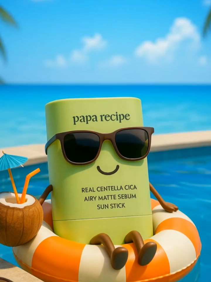 Real Centella Cica Airy Matte Sebum Sun Stick 💚☀️ Your best friend in both summer and winter! Always there to refresh your skin, care for it, and control excess sebum. #PapaRecipe #RealCentellaCica #SunStick #SebumControl #KBeauty #KoreanSkincare #SkincareRoutine #SunscreenEssentials #SkincareLover