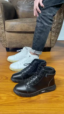 2025 Men's Streetwear Adjustable Leather High-Top Boots | Premium Full-Grain Leather & Adjustable Zipper | Urban Fashion & All-Day Comfort Boy Walking Shoes 