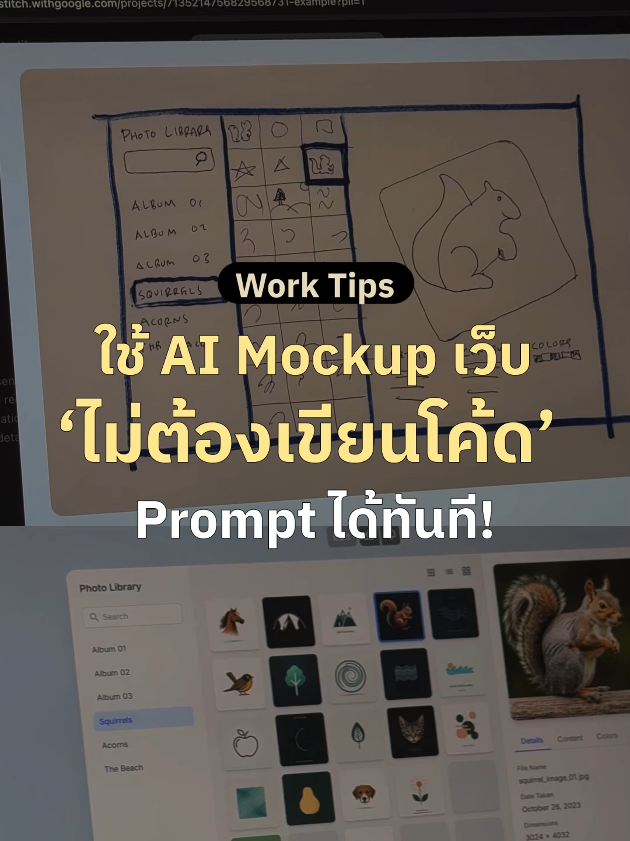 💭มีไอเดียทำเว็บอยู่ แต่ไม่รู้จะเริ่มออกแบบยังไง . 📍ใช้ Stitch AI ทำ mockup ได้ทันที ไม่ต้องเขียนโค้ด! . #Skooldio #UpskillwithSkooldio #WorkSmart #StitchAI #AIContent #website #tiktokoffice #worktok #tiktokuni