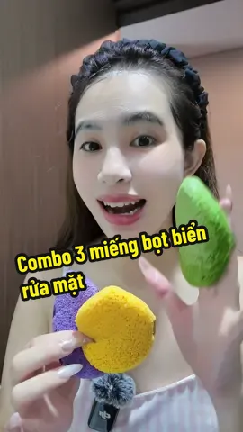 Combo 3 miếng bọt biển rửa mặt #botbienruamat #miengbotbienruabat #miengruamatbotbien 