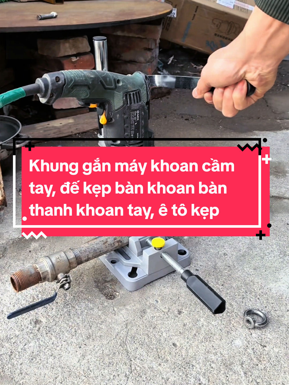 Khung gắn máy khoan cầm tay, đế kẹp bàn khoan bàn thanh khoan tay, ê tô kẹp #khungganmaykhoancamtay #maykhoancamtay 