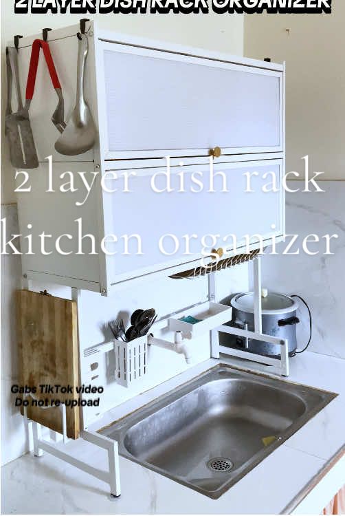 2 layer dish rack space saver for all your kitchen essentials 💙#dishrack #organizer #organizedhome #2layerdishrack #creatorsearchinsights #CerealCerdik 