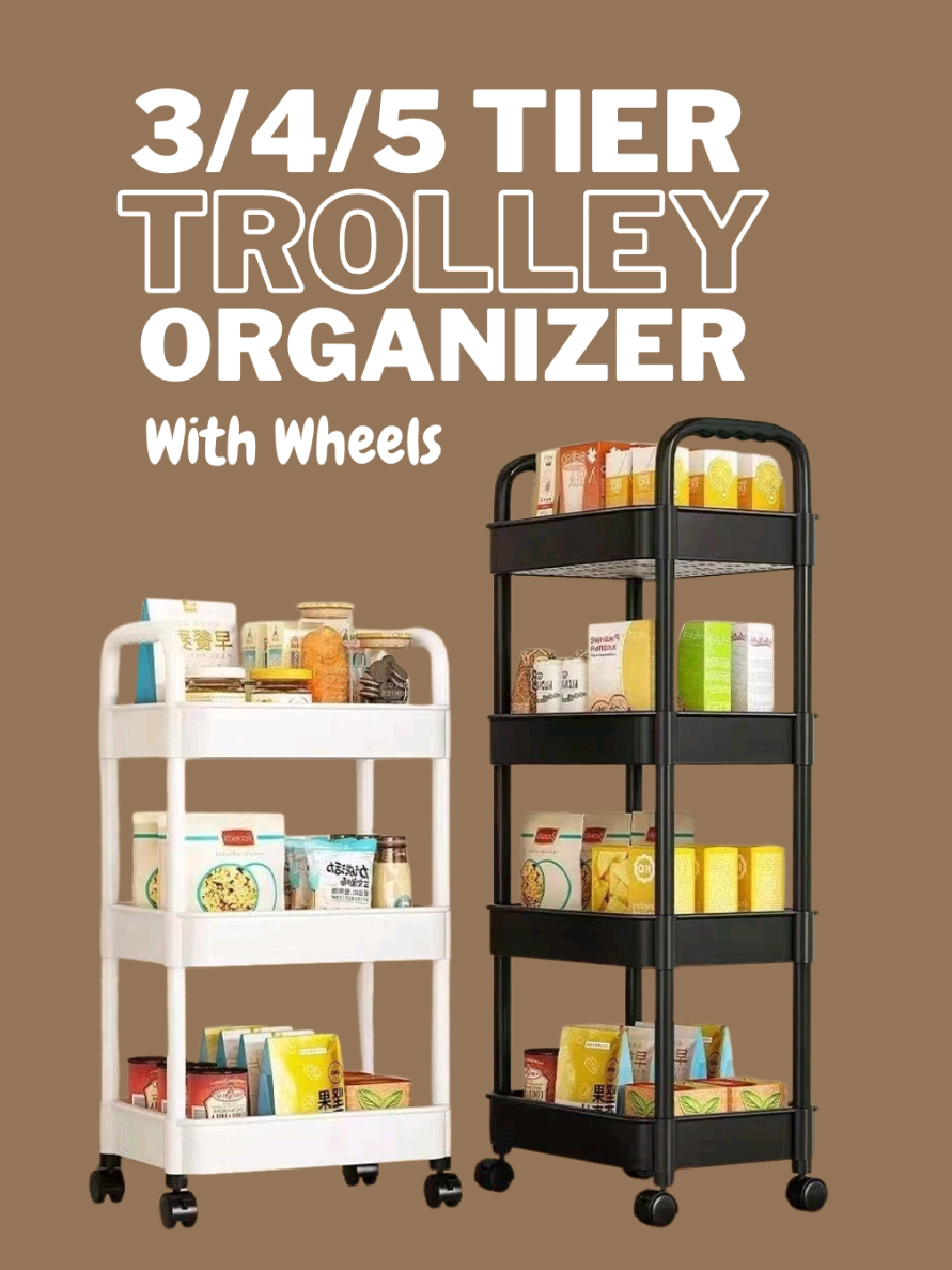 Plastic 3-4-5 Tier Organizer Storage w/ Wheels #trolleyorganizer #storage #shelves #plasticrack #kitchenstorage #snackbar #toyorganizer #bookshelf #kitchenorganizer #movableshelves #portablestorage #CleanTok  #lifehacks #viral #trending #fypppppppppppppp 