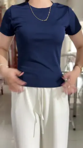 Áo thun trơn nữ cổ tròn vãi thun gân tăm dazzi#xuhuong #fyp #viral 