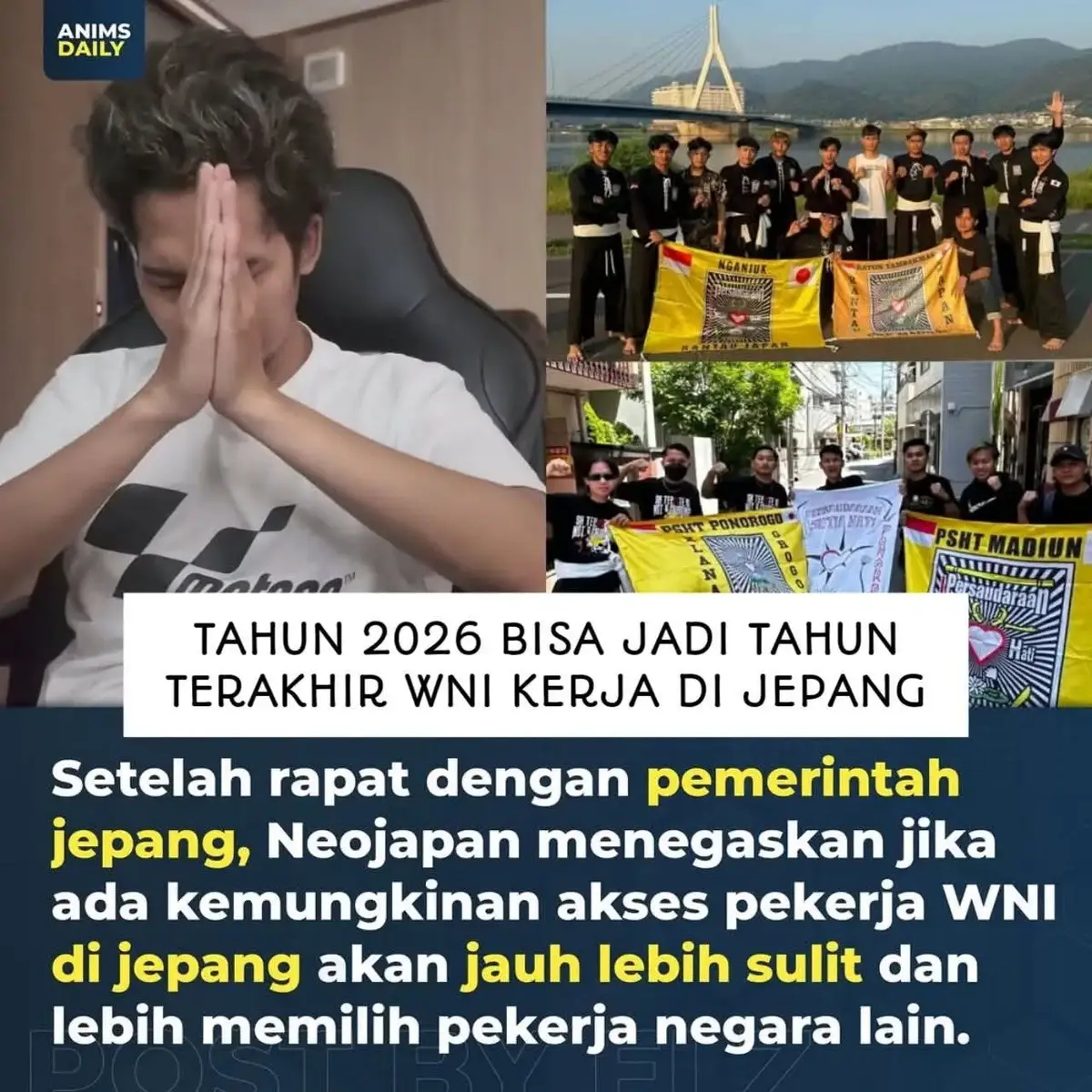 Beredar Rumor Pekerja Indonesia Dilarang Masuk Jepang pada 2026, Ini Fakta Sebenarnya Kata KBRI Rumor itu beredar menyusul isu aksi kriminal yang libatkan WN Indonesia di sana. Kedutaan Besar RI (KBRI) Tokyo menyatakan bahwa informasi yang menyebutkan tahun 2026 akan menjadi tahun terakhir masuknya pekerja Warga Negara Indonesia (WNI) ke Jepang adalah tidak benar. Pemerintah Jepang tak pernah menjelaskan hal tersebut.  “Pemerintah Jepang tidak pernah menyampaikan hal tersebut, dan isu ini bukan bagian dari pembahasan resmi antara Pemerintah Indonesia dan Jepang,” mengutip pernyataan siaran pers KBRI Tokyo yang diterima di Jakarta, Selasa #tkijepang #wni #jepang #kerjadijepang 