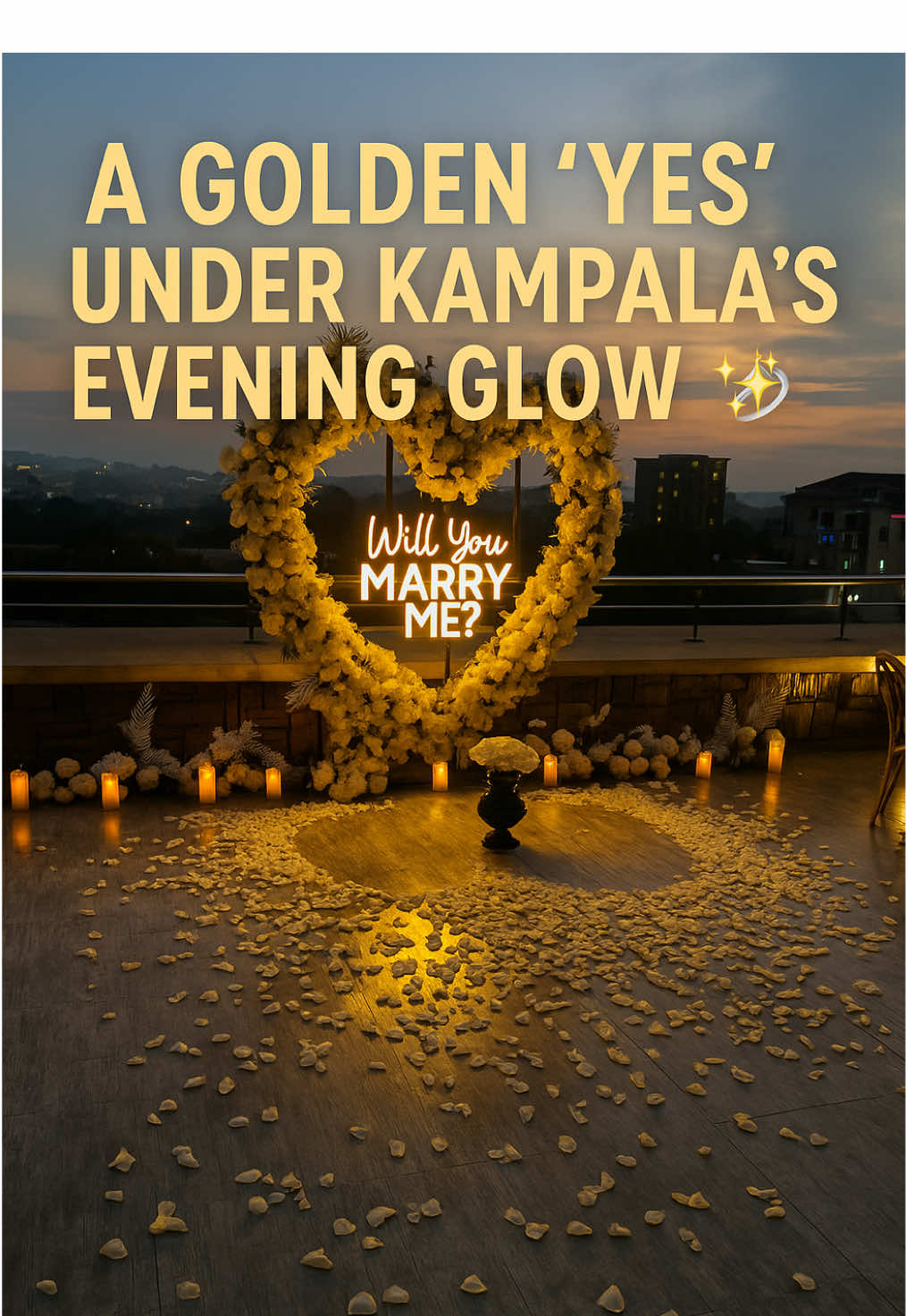 ✨ A dreamy white setup with the stunning Kampala skyline as the backdrop 🌃 — elegance, romance, and the magic of city lights all in one unforgettable evening at Acacia! Ready to elevate your next proposal or private dinner? Let us turn your vision into reality 💍✨ 📲 Call or WhatsApp +256705028333 to book now. #TheProposalGuyUG  #ProposalPlannerUG #EveningVibes #KampalaNights #LuxurySetup #AcaciaViews #EventStyling #DateNightVibes #TikTokUG #FYPシ #JulyVibes #KampalaLife