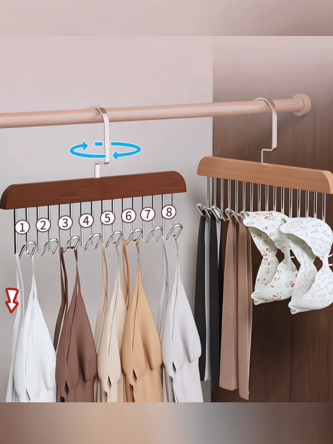 8 Hooks Hanger Solid Wood Stai#goodthing #foryoupage #Rak #fyp #foryou 