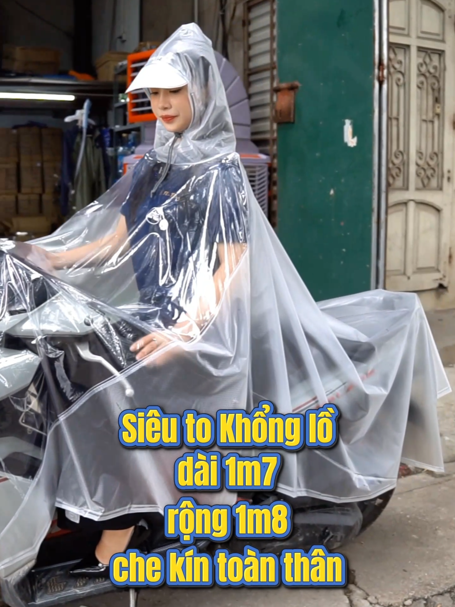 Áo mưa nửa trước trong suốt siêu to khổng lồ : An tâm cho mẹ, thoải mái cho bé! #aomuatrongsuotphiatruoc