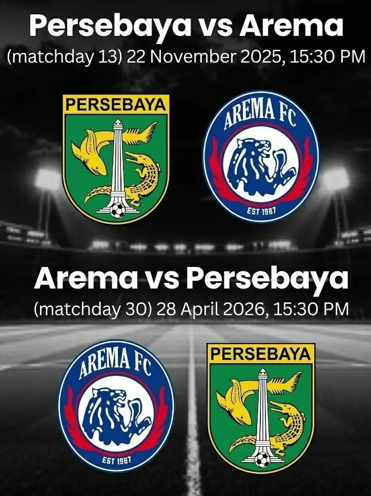 Laga panas yang paling di tunggu 🤔 PERSEBAYA siap memecahkan rekor tak terkalahkan 😎 kalau AREMA cukup tau aja 😅 #persebaya  #arema 