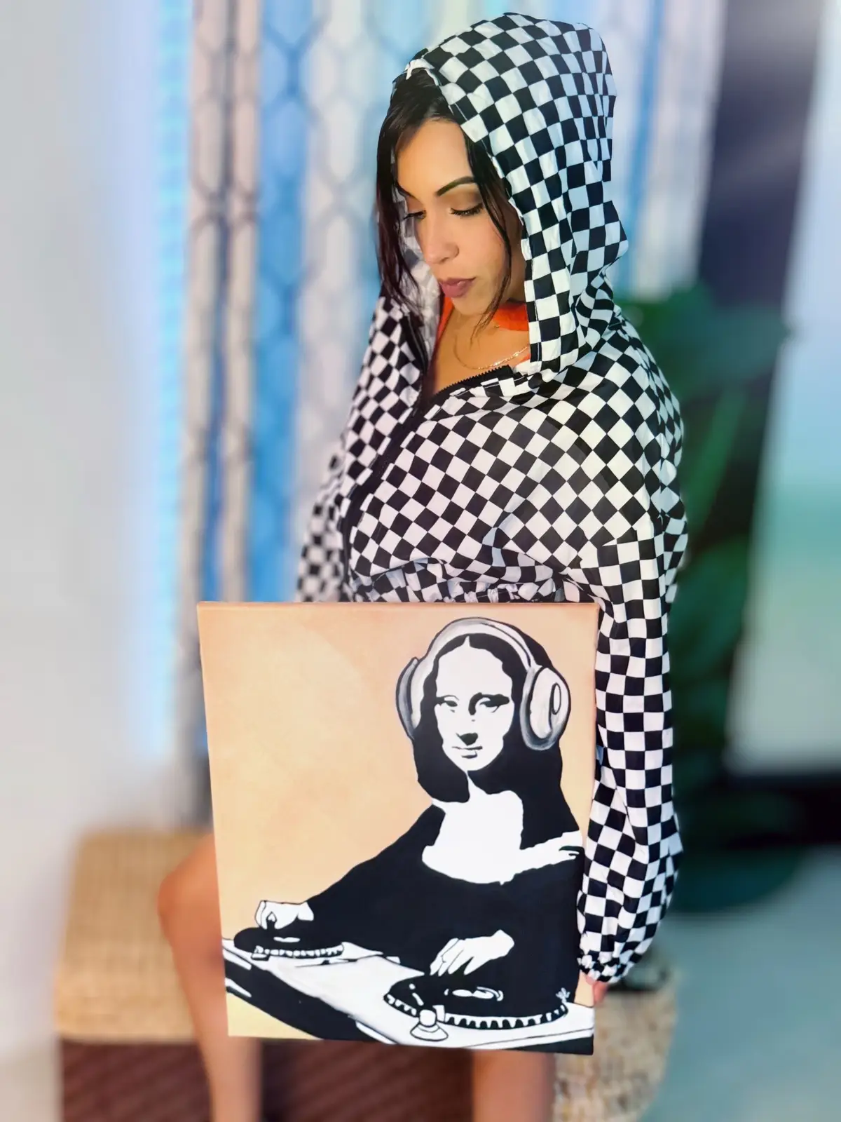 DJ Mona Lisa is officially ready for her forever home!  ‼️‼️‼️ FOR SALE ‼️‼️‼️ LOCAL BUYERS AVOID SHIPPING 👉🏽 SEND ME DM IF INTERESTED!!!  Not Local? That’s okay, shipping is available on my website: GILCALARTS.COM 👇🏽👇🏽👇🏽👇🏽👇🏽 Title: DJ Mona Lisa Size: 16x20 Medium: Acrylic Every hand-painted art piece arrives beautifully wired making it easy for you to display it in your space. The wiring is carefully done to ensure that you can hang the artwork without any hassle. Once the piece reaches you it is ready to be placed on your wall. Support  Your  Local Artist  👩🏽‍🎨  : : : : : : : : : : : : : #supportlocal #art #myart #floridaart #florida                  