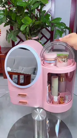 Tủ để đồ trang điểm mini có gương chình được anh sáng rất tiện lợi cho cách bán trang trí phòng ngủ nha#dungcuthongminh #trangtriphongngu #giadungtienich 