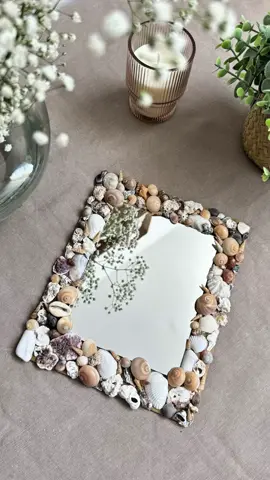 Bringing a touch of the ocean indoors 🌊✨ Handcrafted seashell mirror for a coastal vibe that reflects natural beauty at home!#SeashellMirror #diyhomedecor  #BeachHouseStyle #DIYHomeDecor #handmade #seashell #HandmadeDecor