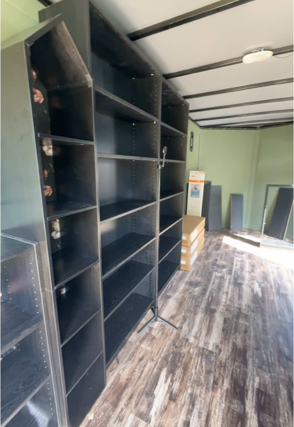 📚DAY 4 OF BUILDING MY DREAM MOBILE BOOKSTORE📚 #trailerbuild #shadowandspine #mobilebookstore #bookstoreonwheels #shadowandspinemobilebookstore #BookTok #bookstore #bookstoreowner #indiebookstore #indiebooktok #rockfordillinois #rockfordil #815 #ikeabillybookcase #ikea #ikeabookcase #floralwallpaper #fyp #smallbusinessowner #familybusiness #almostdone 