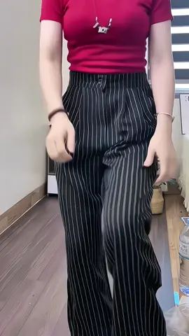 Quần Ống Rộng Gold Hàn Kẻ Sọc Phong Cách Hàn Quốc Phối Chun Sau Siêu Tôn Dáng#quanongrong #quanongrongnu #quankesoc #xuhuong 