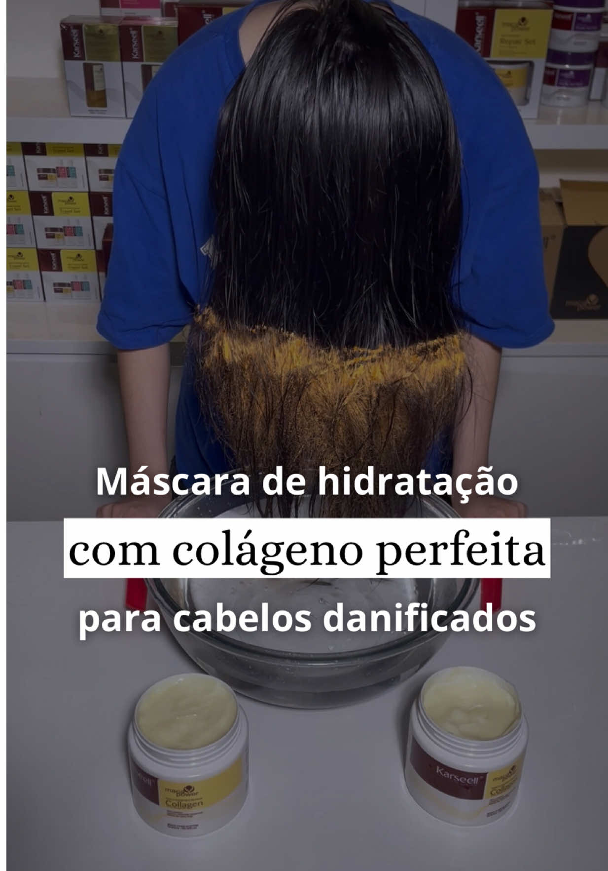 Máscara de hidratação com colágeno perfeita para cabelos danificados 😍