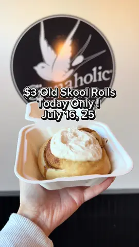 $3 Old Skool Rolls today only, Wed., July 16, 25  @cinnaholicwinnipeg📍 170 - 1600 Kenaston Blvd. > 11am - 9pm  📍 14a - 2188 Mcphillips Ave. > 11am - 8pm Cinnaholic turns 15 today, Wednesday, July 16, 25  … and they are celebrating with their beloved classic😋 Grab a fluffy cinnamon rolls with classic vanilla frosting for just $3 at both locations! 🙌 😍 (limit 6 per person for Winnipeg locations only, in-store purchase only)  I picked up a few custom rolls too;  ~ Salted Caramel  ~ Bananas About You  ~ Caramel Apple Pie (my fave)  Everything’s always fresh baked and 100% vegan, dairy-free, egg-free, and full of sweet indulgence #wpgfoodbites #cinnaholicwinnipeg  #winnipegeats #cinnamonrolls #vegandesserts #winnipeg #supportlocalwinnipeg #winnipegvegan #veganeatswpg@Cinnaholic 