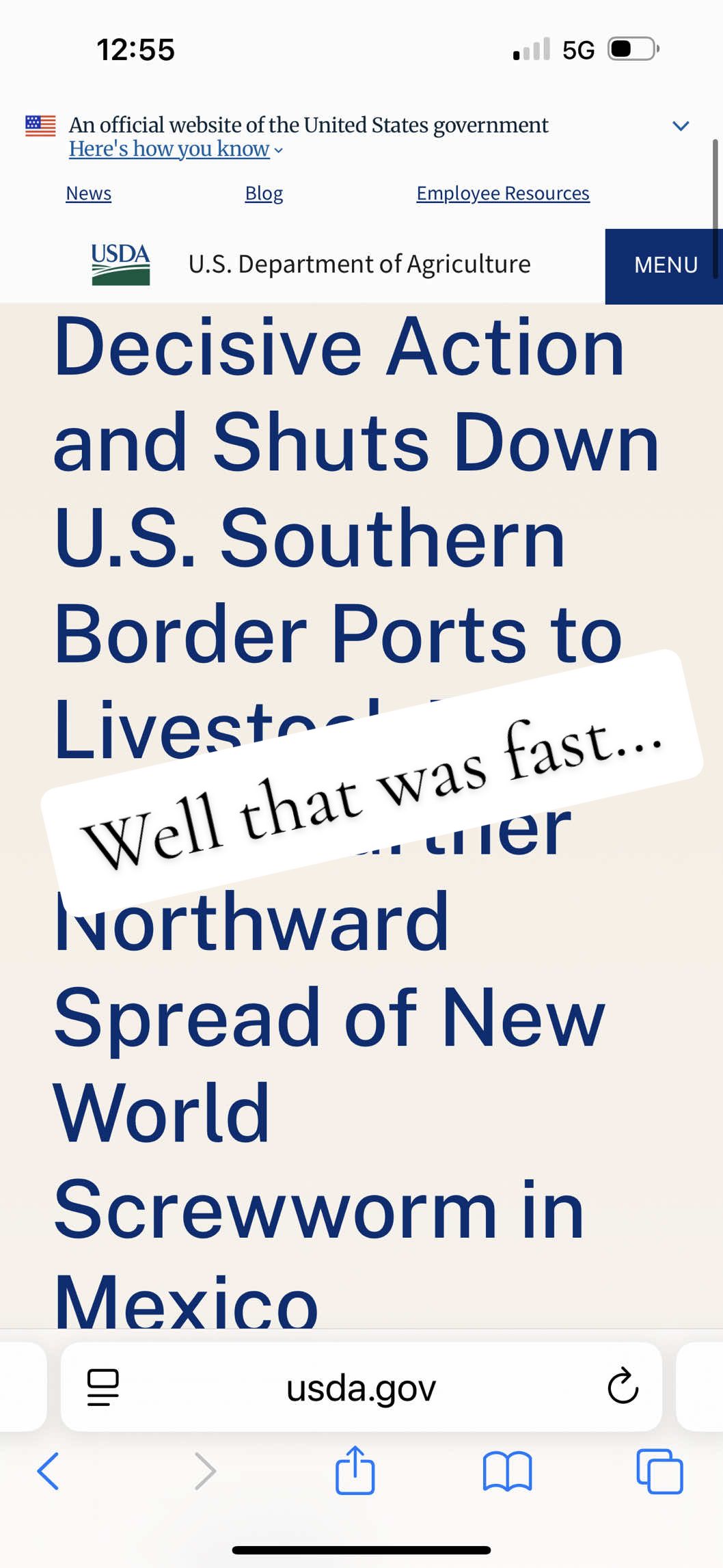 Well that was quick. Screw worm movement north has shut down cattle imports again. Posted this late but this threat to US Agriculture is creeping closer and closer. The USDA’s phased import plan halted less than a week after being put in motion. The flesh eating fly/worm was identified less than 400 miles from the Texas border. No recorded US cases yet to my knowledge thank goodness. We need the fly facilities to keep working overtime and create a barrier for US wildlife and all animals! Repost to spread awareness! #screw #screwworm #cattle #florida #farm #entrepreneurship #risk #anxiety #scary #texas #imports #border #cow #farmer #beefimports #cattlemarket #cattletrends 