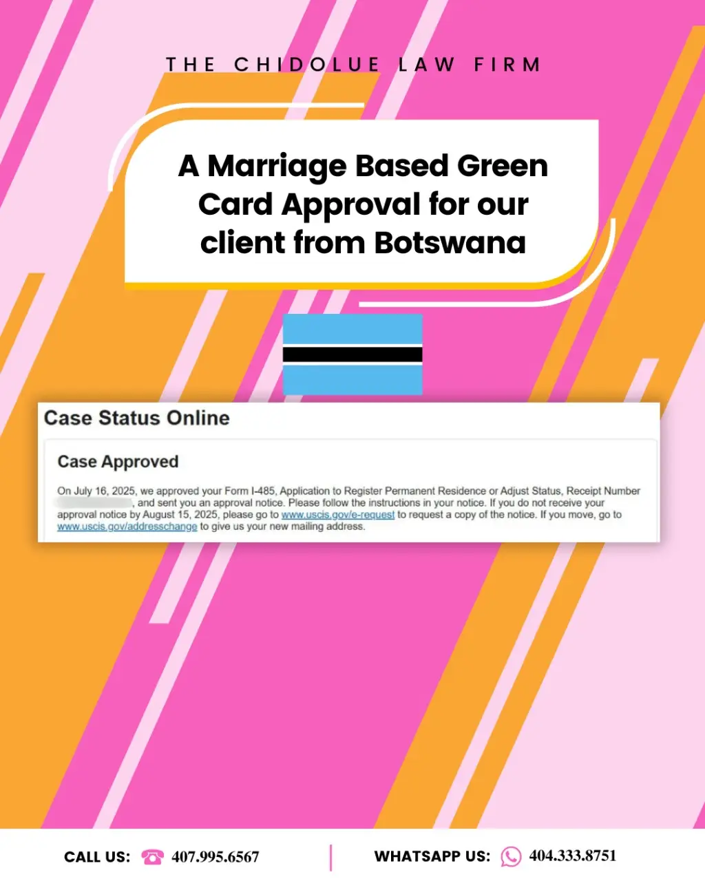 ‼️𝐀𝐩𝐩𝐫𝐨𝐯𝐚𝐥𝐬 𝐝𝐨𝐧’𝐭 𝐬𝐭𝐨𝐩 — 𝐚𝐧𝐝 𝐧𝐞𝐢𝐭𝐡𝐞𝐫 𝐬𝐡𝐨𝐮𝐥𝐝 𝐲𝐨𝐮‼️ ✅ Just last week and this week, clients from Botswana 🇧🇼, France 🇫🇷, and Zambia 🇿🇲 were approved for their 10-year marriage-based green cards after successfully completing their interviews. 𝐓𝐇𝐄 𝐒𝐄𝐂𝐑𝐄𝐓 𝐓𝐎 𝐒𝐔𝐂𝐂𝐄𝐒𝐒: ❤️ 𝐀 𝐠𝐞𝐧𝐮𝐢𝐧𝐞, 𝐠𝐨𝐨𝐝-𝐟𝐚𝐢𝐭𝐡 𝐦𝐚𝐫𝐫𝐢𝐚𝐠𝐞                  📝 𝐒𝐨𝐥𝐢𝐝, 𝐮𝐧𝐝𝐞𝐧𝐢𝐚𝐛𝐥𝐞 𝐞𝐯𝐢𝐝𝐞𝐧𝐜𝐞                              👩‍⚖️ 𝐓𝐡𝐞 𝐫𝐢𝐠𝐡𝐭 𝐥𝐚𝐰 𝐟𝐢𝐫𝐦 & 𝐚𝐭𝐭𝐨𝐫𝐧𝐞𝐲 𝐛𝐲 𝐲𝐨𝐮𝐫 𝐬𝐢𝐝𝐞 Your dream is possible when you’re prepared and properly guided. Start your success story today — we’re here to help you win. 📲Contact us now to get started! #Immigrant #GreenCard #visa #ImmigrationLawyer #Immigration #VAWA #Georgia #Citizenship #WorkPermit #TravelPermit #ImmigrationLaw #ImmigrationLawFirm  ✅ Married to/Divorced from a U.S. Citizen/Green Card Holder? 💥 𝐂𝐚𝐥𝐥 𝐔𝐬 ☎️ 𝐚𝐭 : 𝟒𝟎𝟕.𝟗𝟗𝟓.𝟔𝟓𝟔𝟕 and 𝟔𝟕𝟖.𝟑𝟐𝟓.𝟏𝟎𝟑𝟕 or send a WhatsApp message to 404.333.8751. This is our only number. Any other number is a scam!!! Let’s talk about your immigration needs, and how we can help! ✅ 𝐖𝐞 𝐑𝐞𝐩𝐫𝐞𝐬𝐞𝐧𝐭 𝐂𝐥𝐢𝐞𝐧𝐭𝐬 𝐢𝐧 𝐀𝐥𝐥 𝟓𝟎 𝐬𝐭𝐚𝐭𝐞𝐬. 💥𝐓𝐨𝐮𝐜𝐡𝐢𝐧𝐠 𝐏𝐞𝐨𝐩𝐥𝐞, 𝐂𝐡𝐚𝐧𝐠𝐢𝐧𝐠 𝐋𝐢𝐯𝐞𝐬 ® 💥 🌟 𝟒𝟎𝟎+ 𝐆𝐨𝐨𝐠𝐥𝐞 𝐅𝐢𝐯𝐞 𝐒𝐭𝐚𝐫𝐬 𝐑𝐞𝐯𝐢𝐞𝐰𝐬 🌟 Attorney Advertising* No results guaranteed. All information we share is for educational purposes and does not constitute legal advise by our firm to you. Actual clients!