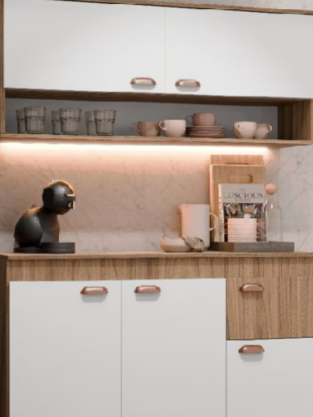 Armário com balcão e armário aéreo. Perfeito para sua cozinha pequena. #armario #armarioaereo #kitarmario #cozinha 