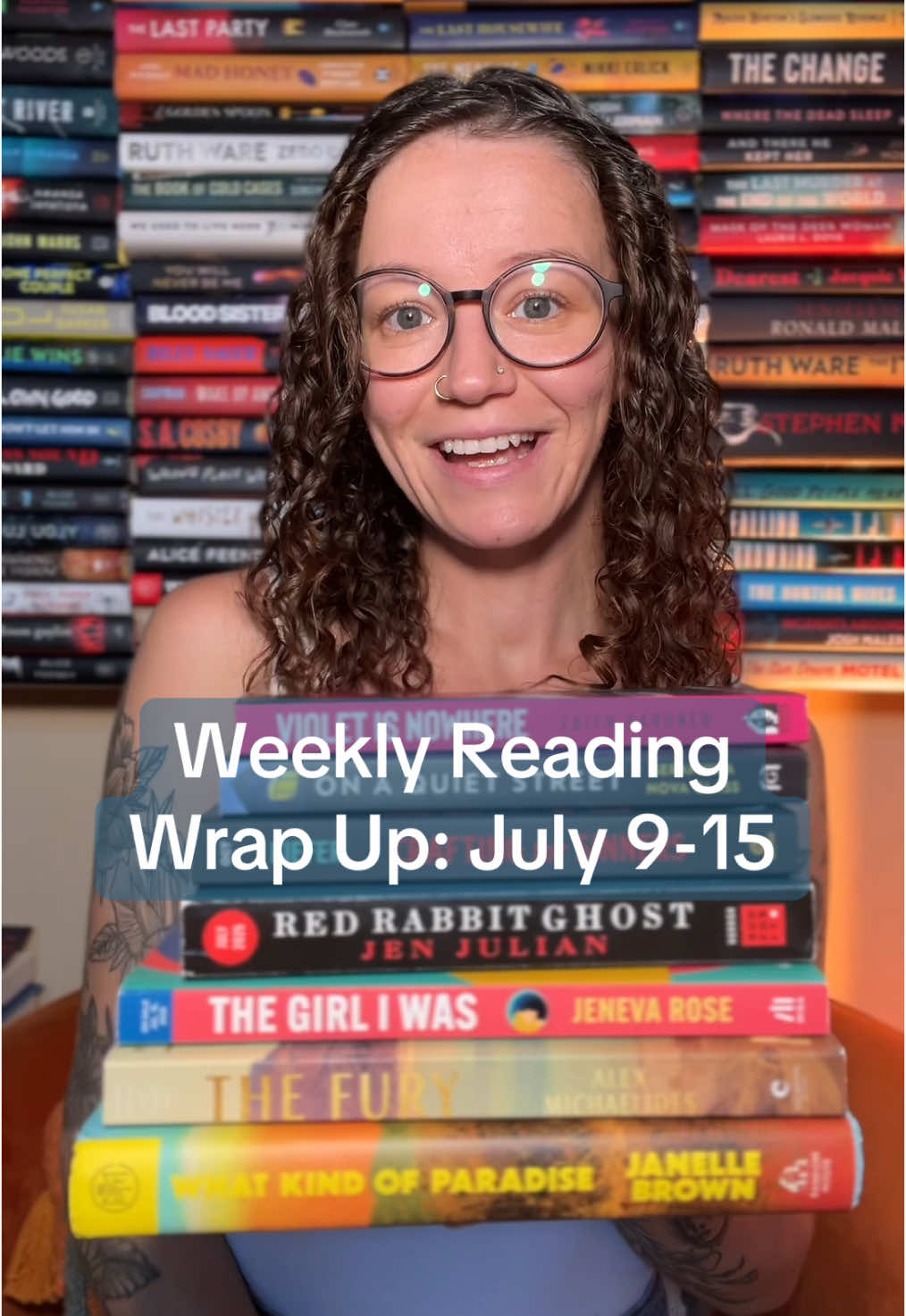 Weekly Reading Wrap Up: July 9-15 📖 8 books 📚 Timestamps: 00:03 Violet is Nowhere by Faith Gardner 1:37 What Kind of Paradise by Janelle Brown 2:57 Crafting for Sinners by Jenny Kiefer 3:11 On a Quiet Street by Seraphina Nova Glass 4:12 The Fury by Alex Michaelides 5:50 Red Rabbit Ghost by Jen Julian 7:27 The Hounding by Xenobe Purvis 8:21 The Girl I Was by Jeneva Rose #weeklyreading #whatireadinaweek #weeklyreadingupdate #readingrecap #bookish #bookishthoughts #bookreviews #bookreviewer #whatiread #bookworm #bibliophile #BookTok #booktoker #thrillerbooks #horrorbooks 