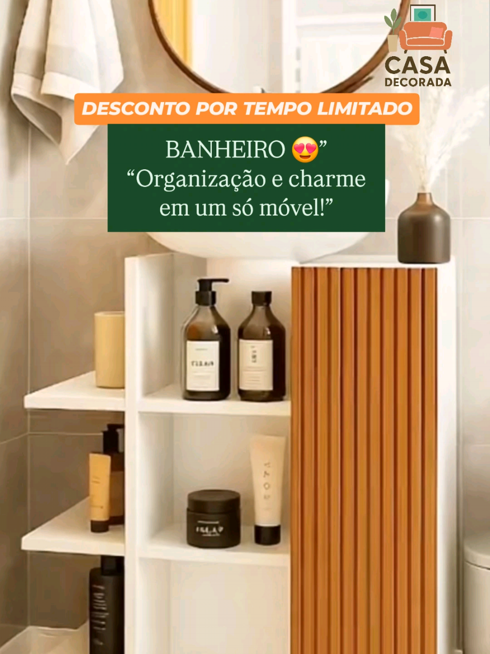 Confira Armário Gabinete Classic de Banheiro para Pia de Coluna  - Cores ripado. CLIQUE NA BIO #ofertas #cupom #shoppe #gabinete #ripado 