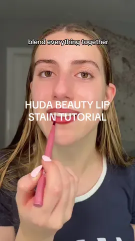 How to use the new Huda Beauty lip contour stains! #makeuptutorial #lipstain #hudabeauty @Huda Beauty #lipcombo #liplinertutorial 