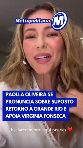 Na noite desta quarta-feira (16), Paolla Oliveira se pronunciou por meio de vídeo e nota oficial sobre os rumores de um possível retorno à escola de samba Acadêmicos do Grande Rio. A atriz, atualmente no ar no remake de “Vale Tudo”, afirmou ter sido pega de surpresa com as especulações e reforçou o carinho que mantém pela agremiação. Paolla também demonstrou apoio à nova rainha de bateria, Virginia Fonseca, pedindo que o público permita que a influenciadora brilhe no Sambódromo da Marquês de Sapucaí. #entretênews #tiktoknoticias 