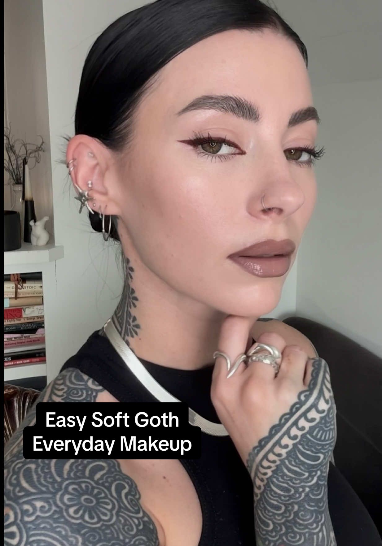 Easy Everyday Soft Goth Makeup 🦇 Base  @Youth To The People Youthscreen 60+ SPF @Maxine's Revenge French Face in Fair Golden all over + Fair Cream to brighten under the eyes *affiliate code JESSICA10 for % off* @meltcosmetics Barely Alive Translucent Powder Brows  @BAEBROW Hold Up Wax  @Kosas Nano Brow Pop Black Brown Pencil Eyes @MOB Beauty M101 Cake Liner applied with @about-face beauty Angled Brush MOB Volumizing Mascara  Cheeks  MOB M115 Cream Clay Eyeshadow is Bron-tour applied with @Jenny Patinkin Sheer Blush Brush Lips  MOB M159 Lipliner + @CourtneyQuarantine M171 Soft Matte Lipstick + Haze Lipgloss #softgoth, #gothmakeup, #softglam #everydaymakeup #makeuptutorial, #alttiktok, #darkaesthetic#creatorsearchinsights 
