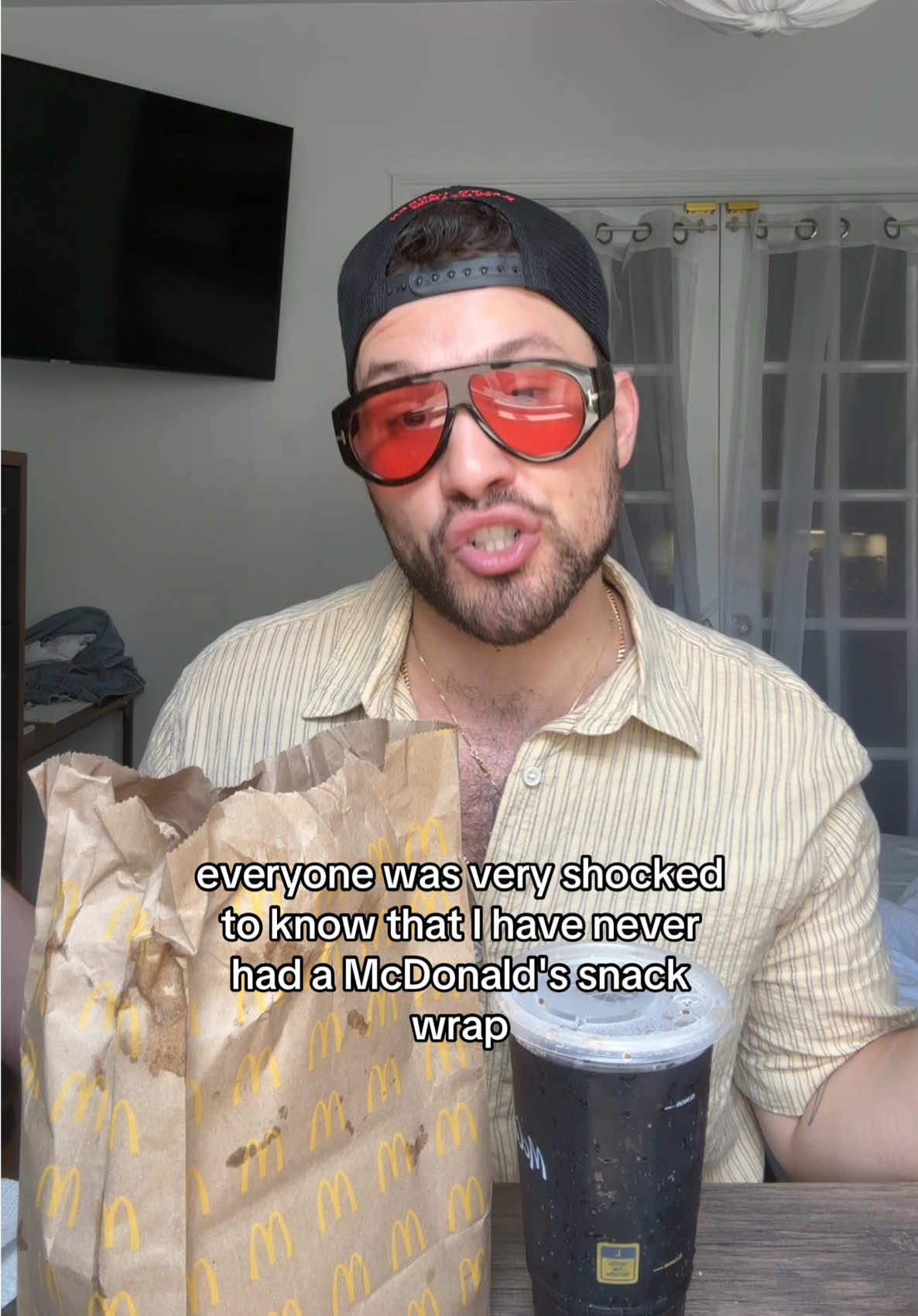 Popping my McDonalds SnackWrap chery! Do we love? 🍒🍔🍟🌯 #mcdonalds #snackwrap #muckbang #tastetest #fastfood #foodreview #FoodTok #tryingnewthings 